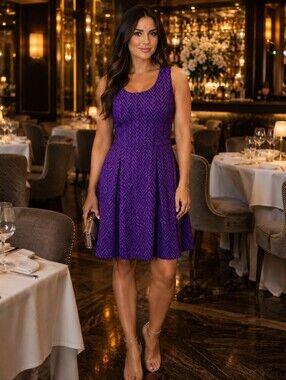 41Hawthorn purple chevron textured sleeveless dress womens XL
